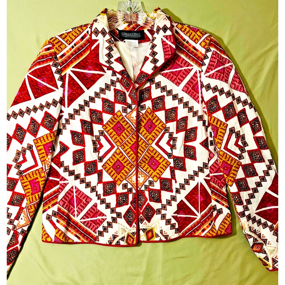 Collection Harve Bernard Jacket Tribal Blazer 14/L Geometric Boho Southwestern